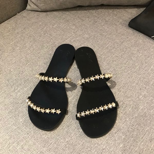 luxury ladies slippers sandals casual fashion, Black