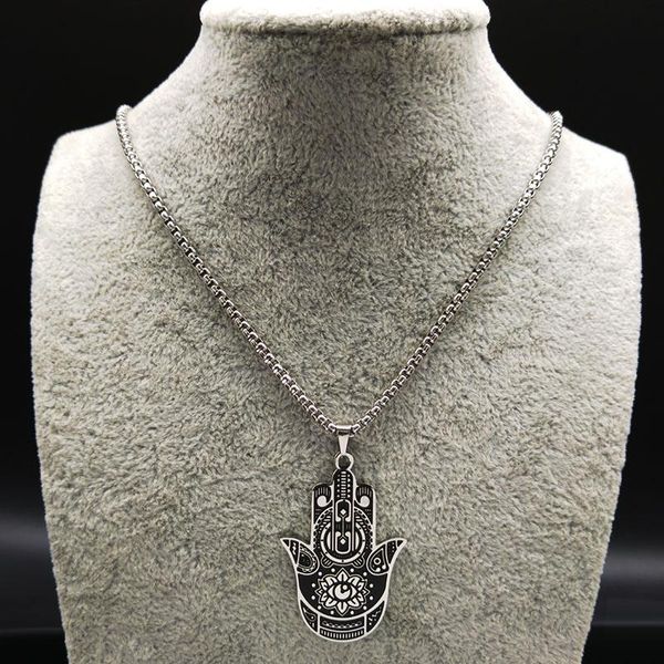 pendant necklaces 2021 yoga lotus hamsa hand stainless steel chain necklace men silver color black statement jewelry joyas n18203
pendant necklaces 2021 yoga lotus hamsa hand stainless steel chain necklace men silver color black statement jewelry joyas n18203
