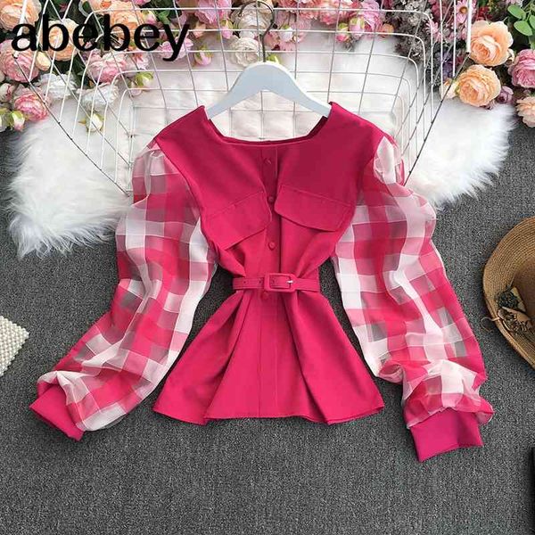 spring temperament all-match square collar long sleeve shirt lace stitching sashes waist slim 210512, White
spring temperament all-match square collar long sleeve shirt lace stitching sashes waist slim 210512, White