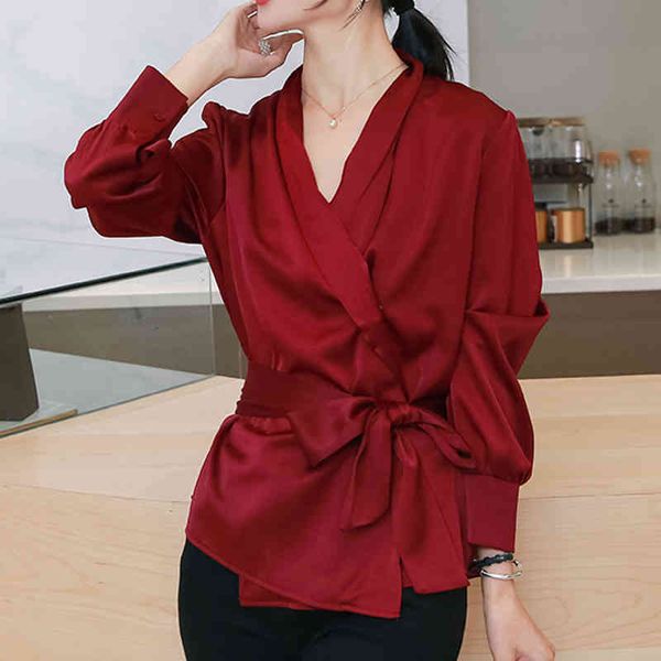 solid bow long-sleeved shirt spring womens and blouses v collar chiffon loose female blouses shirts 693a 210420, White
solid bow long-sleeved shirt spring womens and blouses v collar chiffon loose female blouses shirts 693a 210420, White