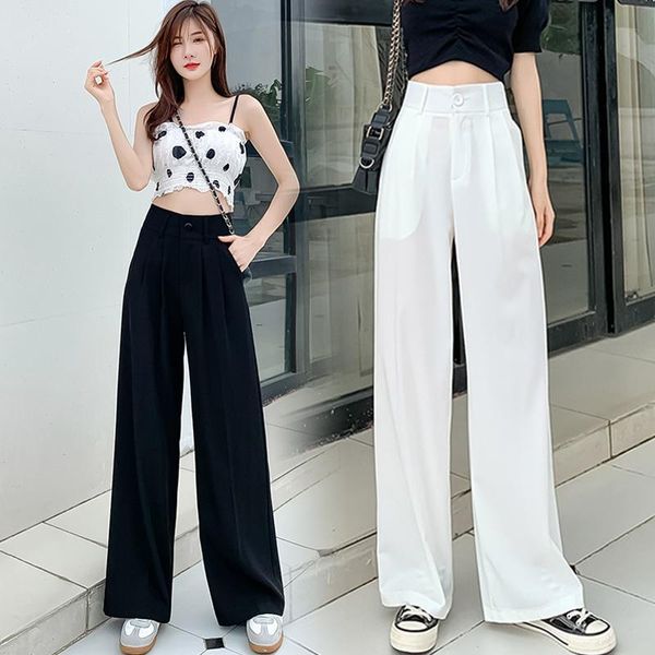 women's pants & capris 2021 summer white wide leg chiffon vertical straight loose suit high waist floor, Black;white
women's pants & capris 2021 summer white wide leg chiffon vertical straight loose suit high waist floor, Black;white