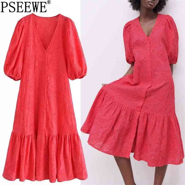 dresses woman summer red cutwork embroidery long dress women ruffle short puff sleeve casual women's 210519, Black;gray
dresses woman summer red cutwork embroidery long dress women ruffle short puff sleeve casual women's 210519, Black;gray