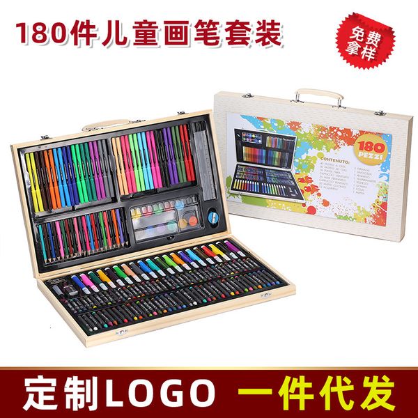 painting pens school season gift 180 wooden box brush set water pen color lead children's stationery, Black;red
painting pens school season gift 180 wooden box brush set water pen color lead children's stationery, Black;red