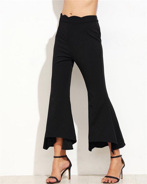 women's pants & capris thin summer office lady black flare wide leg ankle length casual women trousers t6235, Black;white
women's pants & capris thin summer office lady black flare wide leg ankle length casual women trousers t6235, Black;white