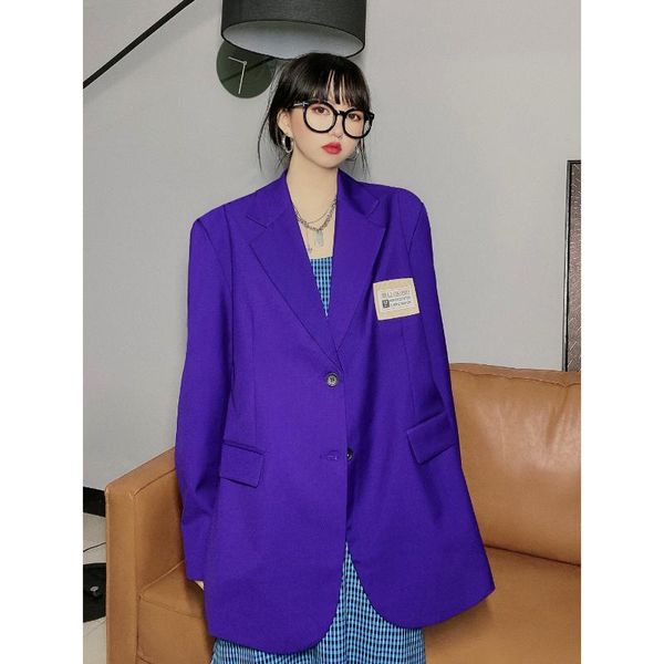 advanced purple shoulder pad silhouette suit coat for women 2021 loose british design sense fried street small coats women's suits & bl, White;black
advanced purple shoulder pad silhouette suit coat for women 2021 loose british design sense fried street small coats women's suits & bl, White;black