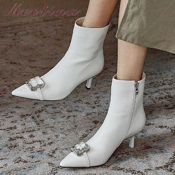 meotina crystal real leather high heel short boots women shoes pointed toe thin heel zipper ankle boots ladies autumn winter 40 210608, Black
meotina crystal real leather high heel short boots women shoes pointed toe thin heel zipper ankle boots ladies autumn winter 40 210608, Black