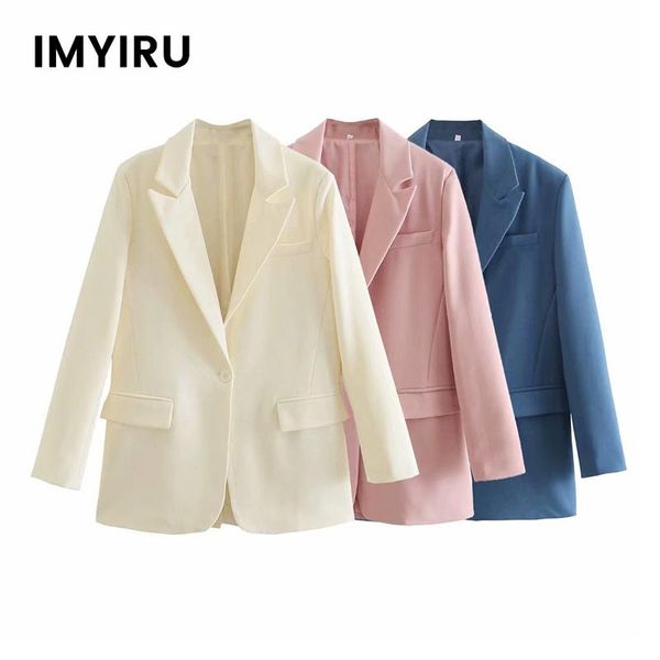 women's suits & blazers imyiru autumn blazer women notched long sleeve oversized coat female single button white casual ladies ol jacke, White;black
women's suits & blazers imyiru autumn blazer women notched long sleeve oversized coat female single button white casual ladies ol jacke, White;black