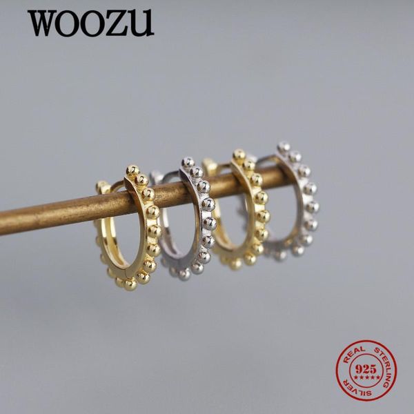 hoop & huggie woozu genuine 925 sterling silver simple round beads earrings for women party punk hip hop ear buckle jewelry gift, Golden;silver
hoop & huggie woozu genuine 925 sterling silver simple round beads earrings for women party punk hip hop ear buckle jewelry gift, Golden;silver