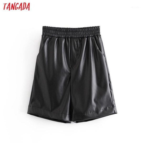 women's shorts tangada women elegant pu leather strethy waist pockets female retro basic casual pantalones qn47, White;black
women's shorts tangada women elegant pu leather strethy waist pockets female retro basic casual pantalones qn47, White;black
