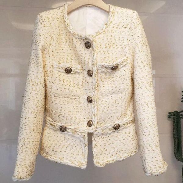 women's jackets autumn winter ladies temperament tweed small fragrance woolen coat women o-neck heavy work pearl single breasted jacket, Black;brown
women's jackets autumn winter ladies temperament tweed small fragrance woolen coat women o-neck heavy work pearl single breasted jacket, Black;brown