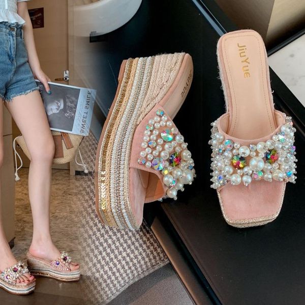 shoes women slippers heels low pantofle slides platform fashion jelly flip flops soft high summer 2021 luxury glitter crystal p, Black
shoes women slippers heels low pantofle slides platform fashion jelly flip flops soft high summer 2021 luxury glitter crystal p, Black