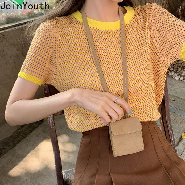 joinyouth women's t-shirts vintage elegant plaid knitted woman tshirts summer korean kawaii fashion t shirt mujer camisetas t-shirt, White
joinyouth women's t-shirts vintage elegant plaid knitted woman tshirts summer korean kawaii fashion t shirt mujer camisetas t-shirt, White
