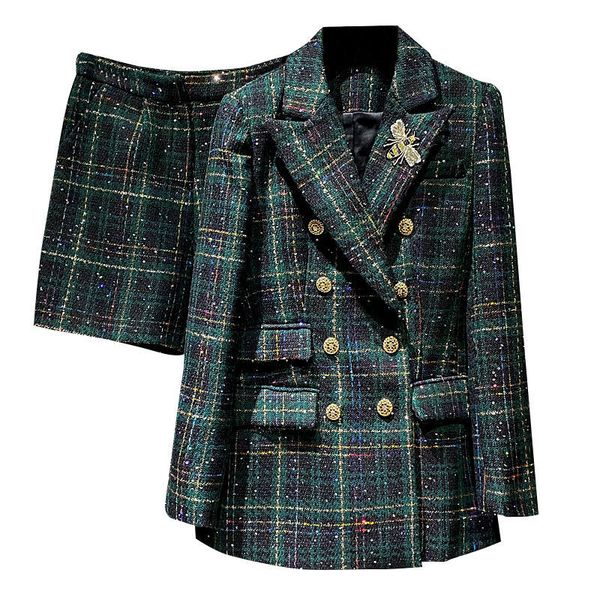 designer casual suit sets women england green double-breasted plaid tweed blazers jackets shorts two pieces sets womens autumn, White
designer casual suit sets women england green double-breasted plaid tweed blazers jackets shorts two pieces sets womens autumn, White
