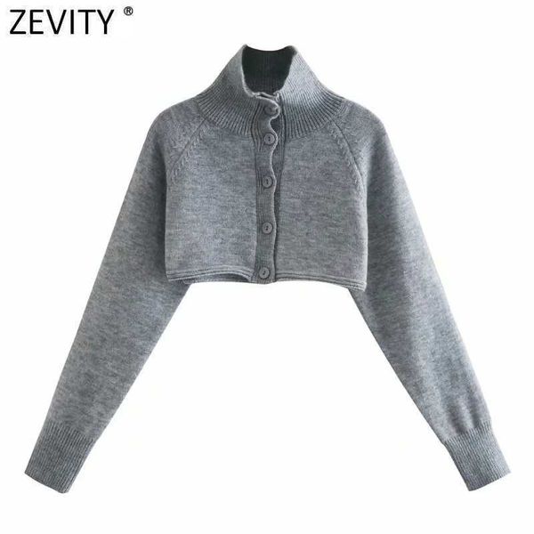zevity women vintage turtleneck collar button short knitting sweater female basic chic design long sleeve cardigan s656 210603, White;black
zevity women vintage turtleneck collar button short knitting sweater female basic chic design long sleeve cardigan s656 210603, White;black