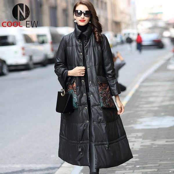 women's leather & faux 2021 women sheepskin genuine long coat printed pockets loose fit big cape stand collar white down jacket overcoa, Black
women's leather & faux 2021 women sheepskin genuine long coat printed pockets loose fit big cape stand collar white down jacket overcoa, Black