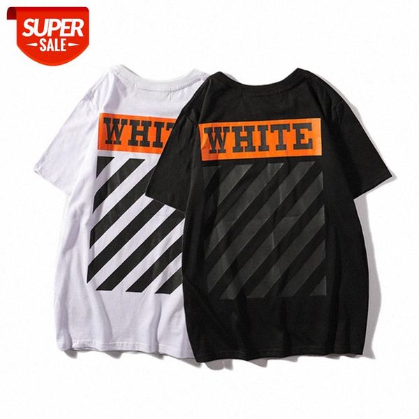 white orange print ow couple ins round neck diagonal stripes men and women short sleeve t-shirt #ox2h, White;black
white orange print ow couple ins round neck diagonal stripes men and women short sleeve t-shirt #ox2h, White;black