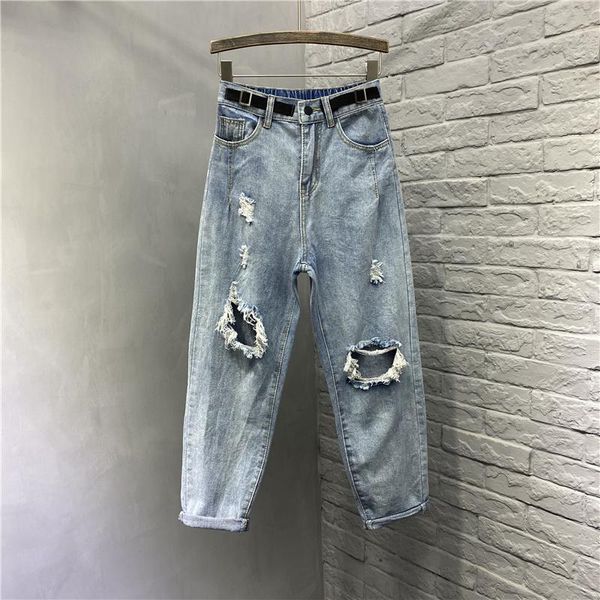 women's jeans 2021 spring summer women ripped holes loose casual plus size high waist ankle length denim harem pants 3xl 4xl 5xl a415, Blue
women's jeans 2021 spring summer women ripped holes loose casual plus size high waist ankle length denim harem pants 3xl 4xl 5xl a415, Blue