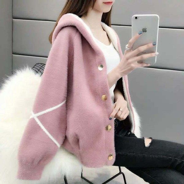 women's jackets imitation mink hair short coat autumn and winter korean version of loose hooded plush cardigan jacket tide, Black;brown
women's jackets imitation mink hair short coat autumn and winter korean version of loose hooded plush cardigan jacket tide, Black;brown