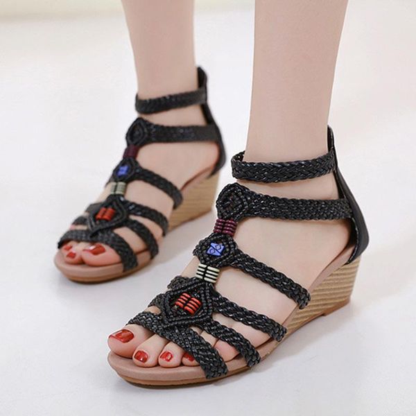 summer shoes women roma sandals elegant ladies party wedges woman wedge heels 5cm yx2279, Black
summer shoes women roma sandals elegant ladies party wedges woman wedge heels 5cm yx2279, Black