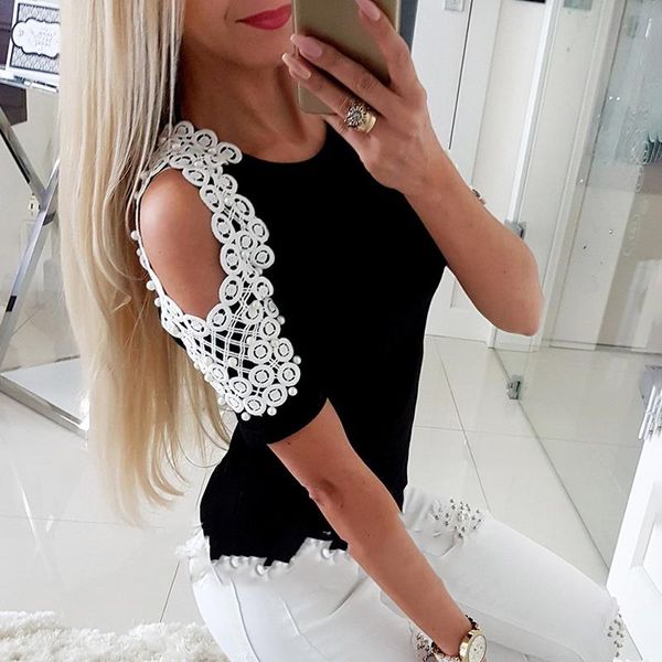 summer blouse women fashion off shoulder hollow out short sleeve casual lace tees beading women's blouses & shirts, White
summer blouse women fashion off shoulder hollow out short sleeve casual lace tees beading women's blouses & shirts, White