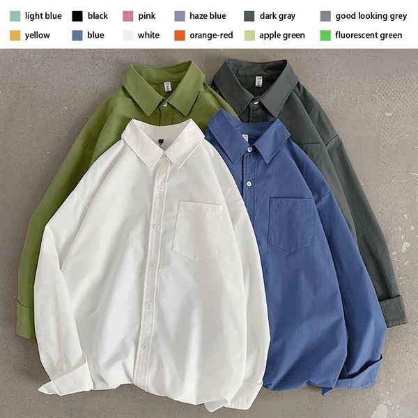 men's casual shirts long sleeve for men loose 12 colors solid classic four seasons coat thin shirt blouse plus size male clothes, White;black
men's casual shirts long sleeve for men loose 12 colors solid classic four seasons coat thin shirt blouse plus size male clothes, White;black