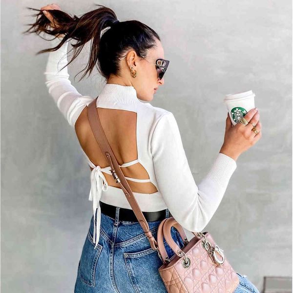 women knit sweater backless high neck long sleeves casual fashion woman fitted knitted sweaters pullover 210420, White;black
women knit sweater backless high neck long sleeves casual fashion woman fitted knitted sweaters pullover 210420, White;black