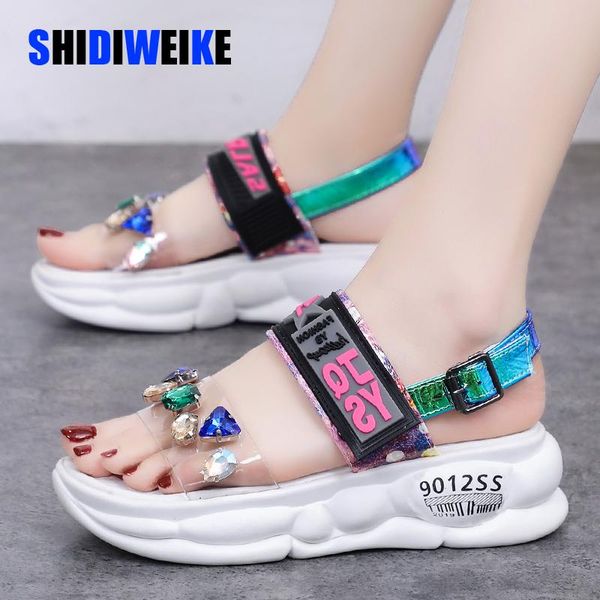 summer net red sandals female women joker fashion thick rhinestone roman crystal flat i271, Black
summer net red sandals female women joker fashion thick rhinestone roman crystal flat i271, Black