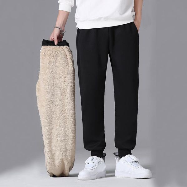 men's pants warm trousers casual solid color full length sweatpants plush pocket drawstring fitness t6, Black
men's pants warm trousers casual solid color full length sweatpants plush pocket drawstring fitness t6, Black