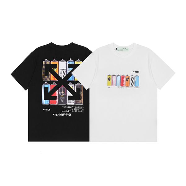 off-whtte trendy spray paint graffiti bottle and can print loose version short sleeve t-shirt, White;black
off-whtte trendy spray paint graffiti bottle and can print loose version short sleeve t-shirt, White;black
