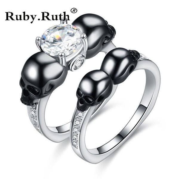 cluster rings 2pcs vintage black color skull women zircon ring set jewelry punk engagement drop, Golden;silver
cluster rings 2pcs vintage black color skull women zircon ring set jewelry punk engagement drop, Golden;silver