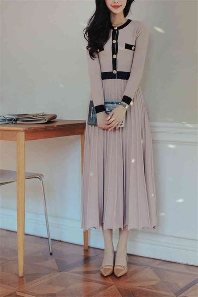 casual dresses elegant o-neck knitted dress woman autumn sashes long-sleeve single-breasted pleated long sweater female gokm, Black;gray
casual dresses elegant o-neck knitted dress woman autumn sashes long-sleeve single-breasted pleated long sweater female gokm, Black;gray