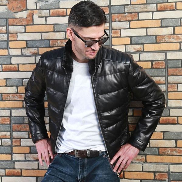 genuine winter mens leather down coat stand collar slim fit white duck jacket streetwear men cold jackets warm outerwear men's & faux, Black
genuine winter mens leather down coat stand collar slim fit white duck jacket streetwear men cold jackets warm outerwear men's & faux, Black