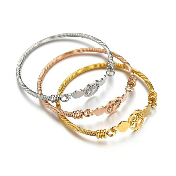 charm bracelets stainless steel hollow tree of life pattern bracelet twisted open wire bangle silver rose gold fashion women man jewelry, Golden;silver
charm bracelets stainless steel hollow tree of life pattern bracelet twisted open wire bangle silver rose gold fashion women man jewelry, Golden;silver