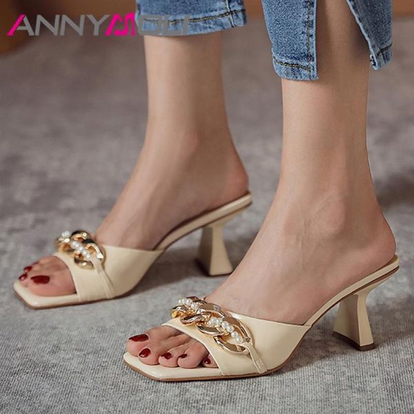 women slippers shoes plated leather sandals chain high heel slides square toe thick ladies footwear summer pink dress, Black
women slippers shoes plated leather sandals chain high heel slides square toe thick ladies footwear summer pink dress, Black
