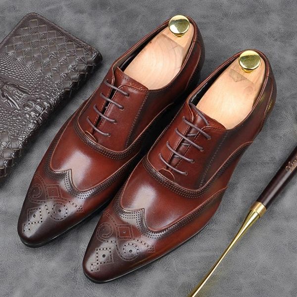 dress shoes genuine leather formal office wingtip brogues pointed toe men's medallion wedding party oxfords am269, Black
dress shoes genuine leather formal office wingtip brogues pointed toe men's medallion wedding party oxfords am269, Black