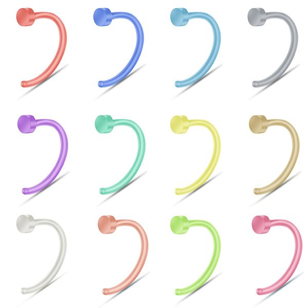 acrylic nose ring c shaped nose piercing nostril screws flexible nariz studs for women not allergic body jewelry, Silver
acrylic nose ring c shaped nose piercing nostril screws flexible nariz studs for women not allergic body jewelry, Silver