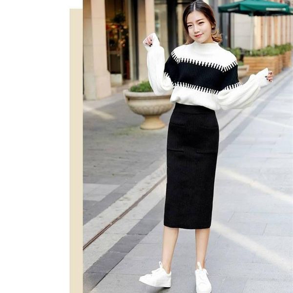 two piece dress women lantern sleeve pullovers knitted midi skirt set striped sets winter outfits sweater suit, White
two piece dress women lantern sleeve pullovers knitted midi skirt set striped sets winter outfits sweater suit, White