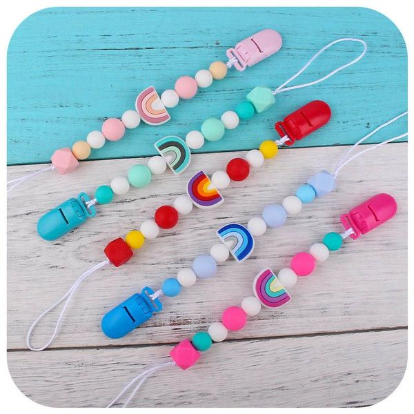 pacifier holders baby chain clips weaning teething kids chew toys accessory silicone rainbow infant feeding teether newborn teeth practice t
pacifier holders baby chain clips weaning teething kids chew toys accessory silicone rainbow infant feeding teether newborn teeth practice t