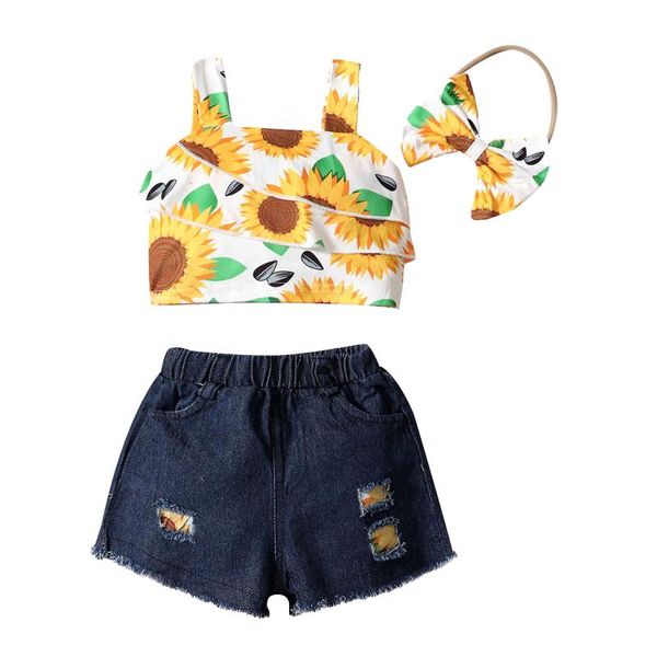 clothing sets kids summer set baby romper toddler girls sunflower suspender vest+denim shorts+headbands outfits clothes#30, White
clothing sets kids summer set baby romper toddler girls sunflower suspender vest+denim shorts+headbands outfits clothes#30, White