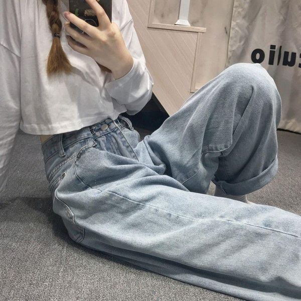 women's jeans high waist wide leg pants for children 2021, Blue