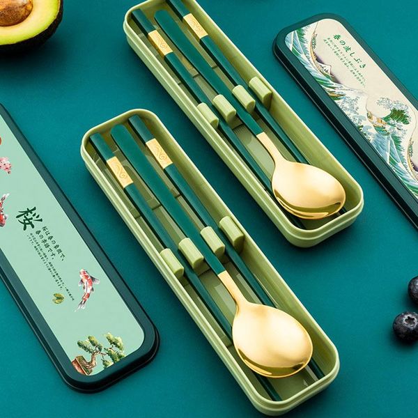 dinnerware sets portable cutlery set golden green color spoon chopsticks stainless steel tableware with case utensils kitchen travel picnic
dinnerware sets portable cutlery set golden green color spoon chopsticks stainless steel tableware with case utensils kitchen travel picnic