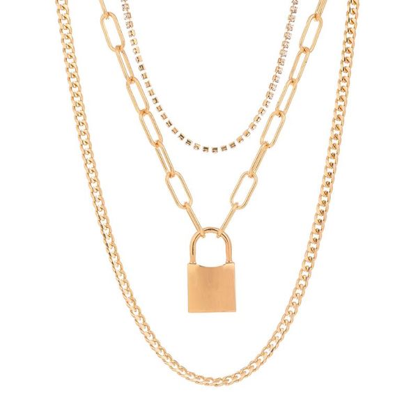 3pc/set hiphop multi layer lock pendant necklace for women crystal rhinestones fashion chain decoration on the neck chokers, Golden;silver
3pc/set hiphop multi layer lock pendant necklace for women crystal rhinestones fashion chain decoration on the neck chokers, Golden;silver