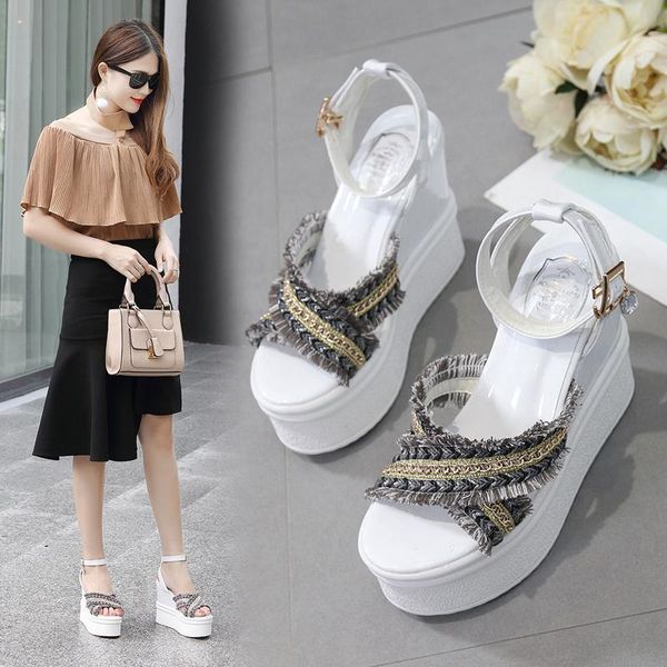 summer women's platform wedge sandals fashion wild waterproof 12cm high heel sandals., Black
summer women's platform wedge sandals fashion wild waterproof 12cm high heel sandals., Black