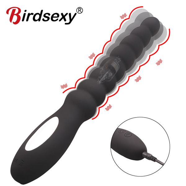 Image of 10 speed anal vibrator anal beads prostate massage dual motor butt plug stimulator usb charge vibrators toys for men women