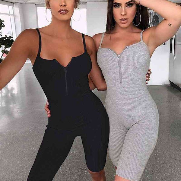 women's jumpsuits & rompers summer personality black grey sling zipper tight pants shorts 9zxi, Black;white
women's jumpsuits & rompers summer personality black grey sling zipper tight pants shorts 9zxi, Black;white
