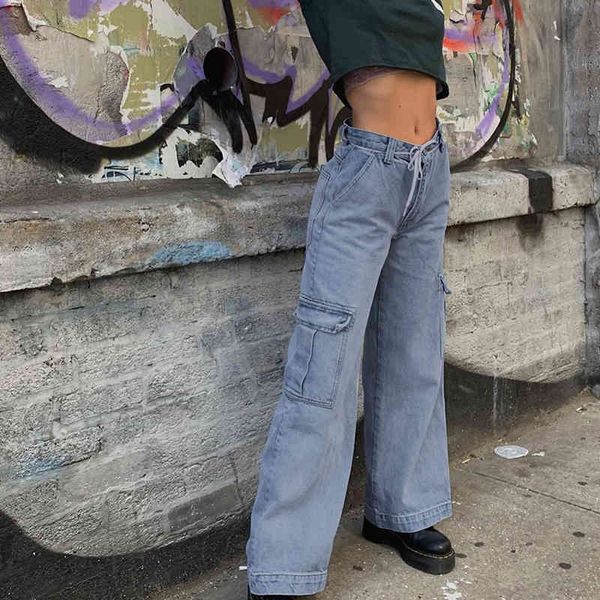 big pockets straight baggy denim jeans women high waist casual loose cargo pant long trouser femme streetwear cuteandpsycho, Blue
big pockets straight baggy denim jeans women high waist casual loose cargo pant long trouser femme streetwear cuteandpsycho, Blue