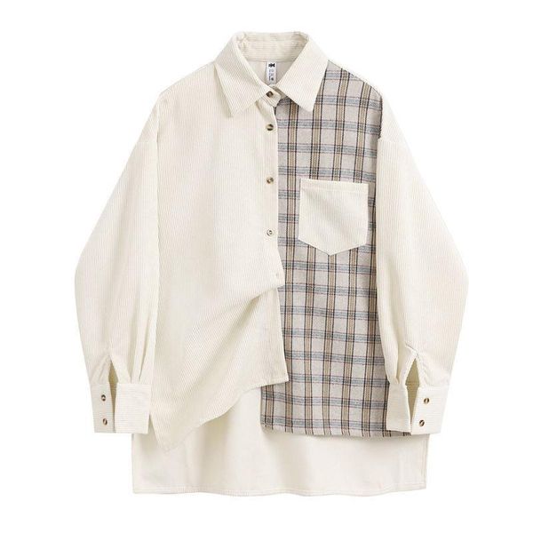 brand polo shirt women's blouses & shirts 2021 spring women korean fashion style simply corduroy long sleeve patchwork plaid loose cas, White
brand polo shirt women's blouses & shirts 2021 spring women korean fashion style simply corduroy long sleeve patchwork plaid loose cas, White
