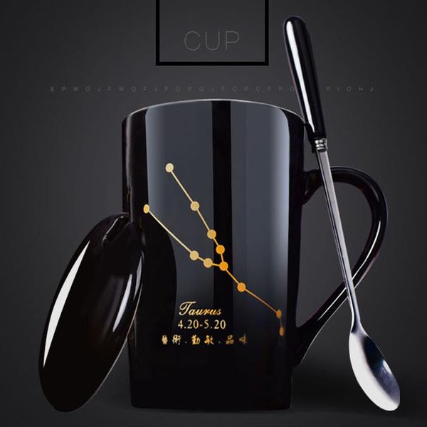 mugs ceramic cup 12 constellation creative with spoon lid, black and gold milk coffee
mugs ceramic cup 12 constellation creative with spoon lid, black and gold milk coffee