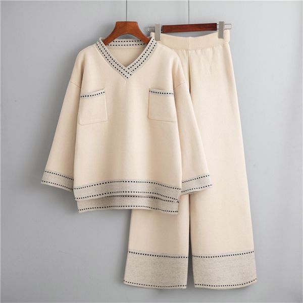 a fairy female leisure wide-legged pants suit winter western style fashion sweater loose web celebrity two-piece outfit 210727, White
a fairy female leisure wide-legged pants suit winter western style fashion sweater loose web celebrity two-piece outfit 210727, White