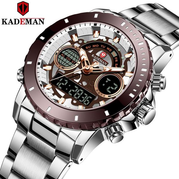 wristwatches kademan men's watch fashion full steel quartz wristwatch men led dual display sport waterproof male clock relogio masculin, Slivery;brown
wristwatches kademan men's watch fashion full steel quartz wristwatch men led dual display sport waterproof male clock relogio masculin, Slivery;brown
